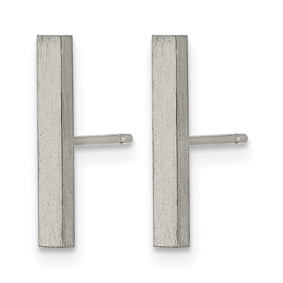 Chisel Titanium Brushed Bar Post Earrings