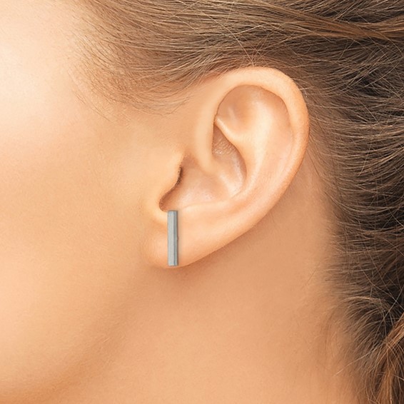 Chisel Titanium Brushed Bar Post Earrings