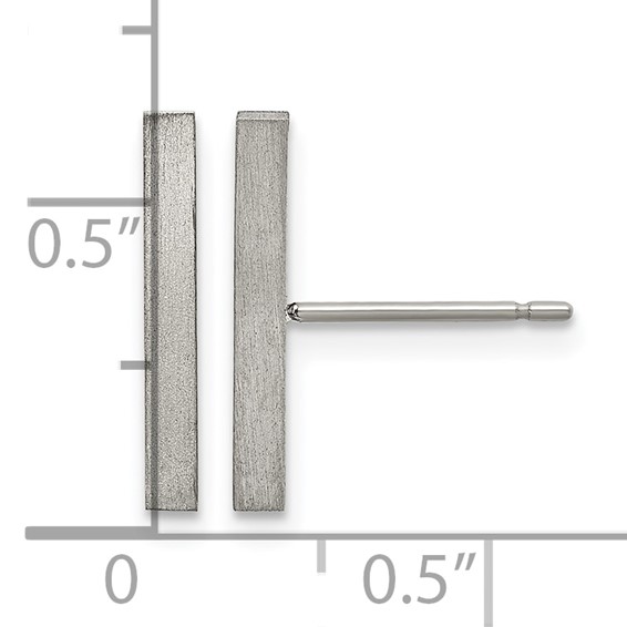 Chisel Titanium Brushed Bar Post Earrings