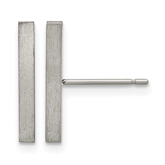 Chisel Titanium Brushed Bar Post Earrings