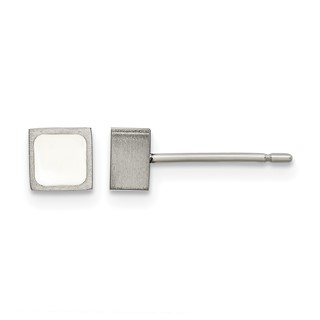 Chisel Titanium Brushed with White Enamel Square Post Earrings