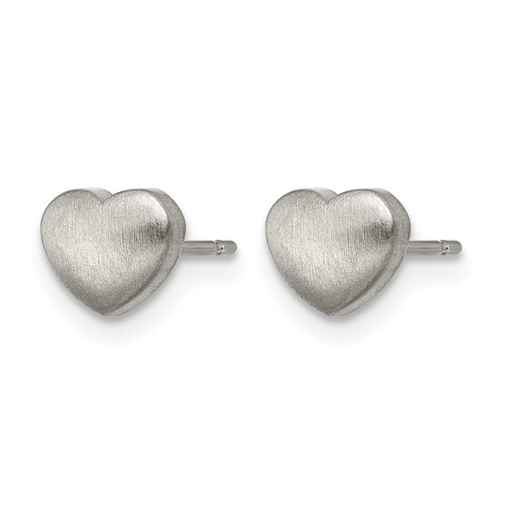 Titanium Brushed Heart Post Earrings