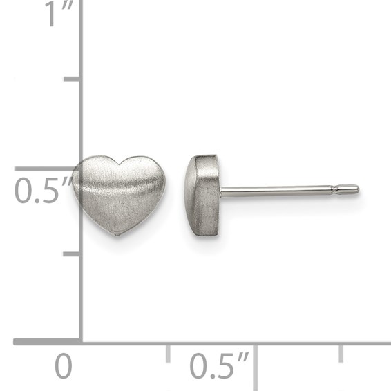 Titanium Brushed Heart Post Earrings