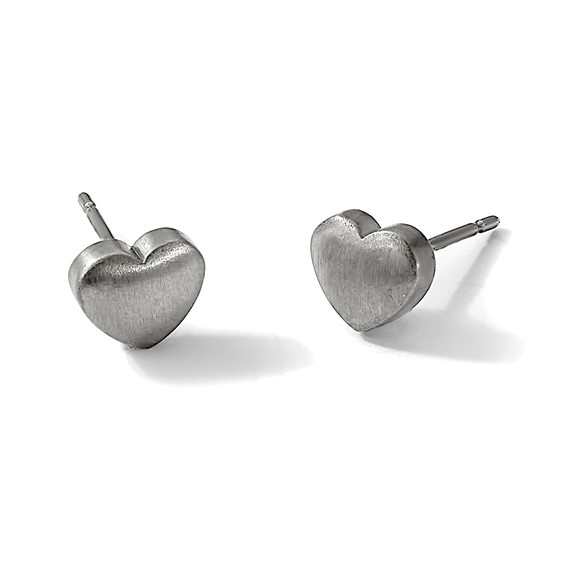 Titanium Brushed Heart Post Earrings