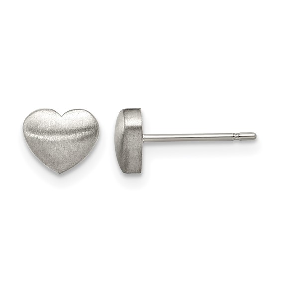 Titanium Brushed Heart Post Earrings