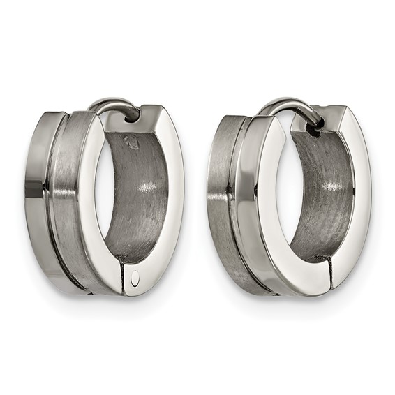 Chisel Titanium Brushed and Polished 4mm Huggie Hoop Earrings