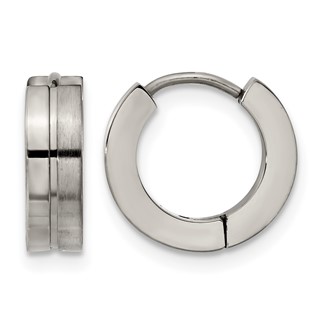 Chisel Titanium Brushed and Polished 4mm Huggie Hoop Earrings