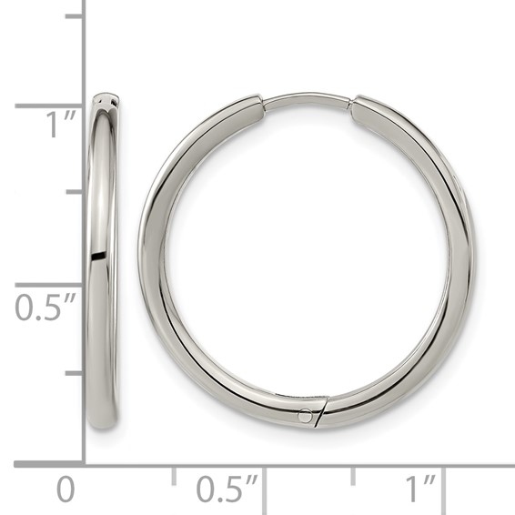 Chisel Titanium Polished 2.1mm Hinged Hoop Earrings