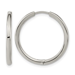 Chisel Titanium Polished 2.1mm Hinged Hoop Earrings