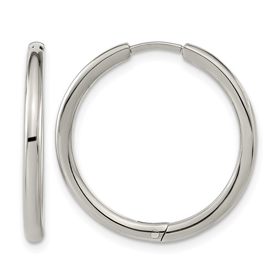 Chisel Titanium Polished 2.1mm Hinged Hoop Earrings