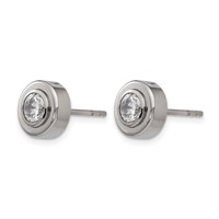 Chisel Titanium Polished CZ Post Earrings view 2