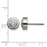 Chisel Titanium Polished CZ Post Earrings view 4