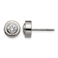 Chisel Titanium Polished CZ Post Earrings view 1