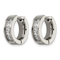 Chisel Titanium Polished CZ 5mm Hinged Hoop Earrings view 2