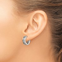 Chisel Titanium Polished CZ 5mm Hinged Hoop Earrings view 3