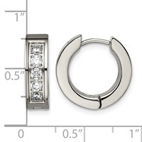 Chisel Titanium Polished CZ 5mm Hinged Hoop Earrings view 4