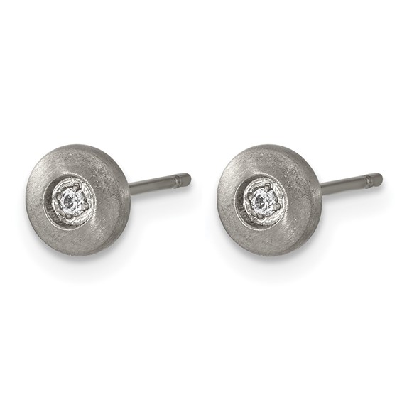 Chisel Titanium Brushed CZ Post Earrings