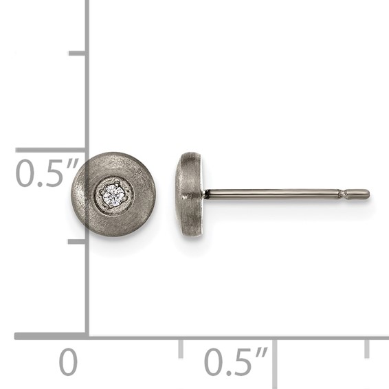 Chisel Titanium Brushed CZ Post Earrings