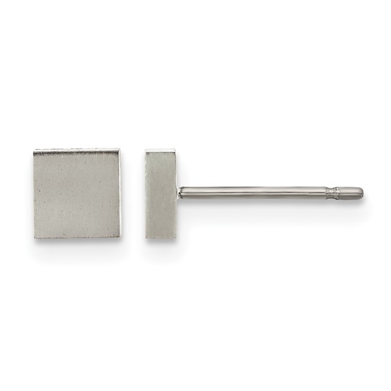 Titanium Brushed Square Post Earrings