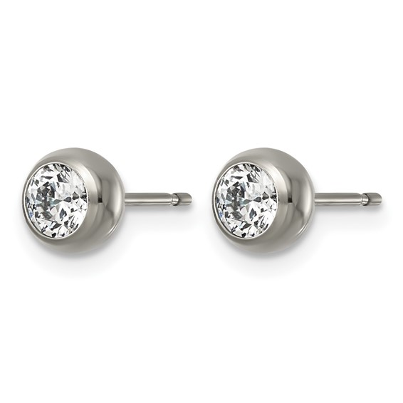 Titanium Polished 6mm CZ Post Earrings