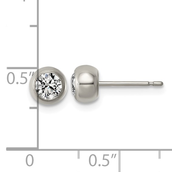 Titanium Polished 6mm CZ Post Earrings