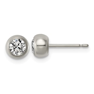 Titanium Polished 6mm CZ Post Earrings