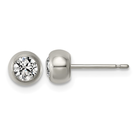 Titanium Polished 6mm CZ Post Earrings