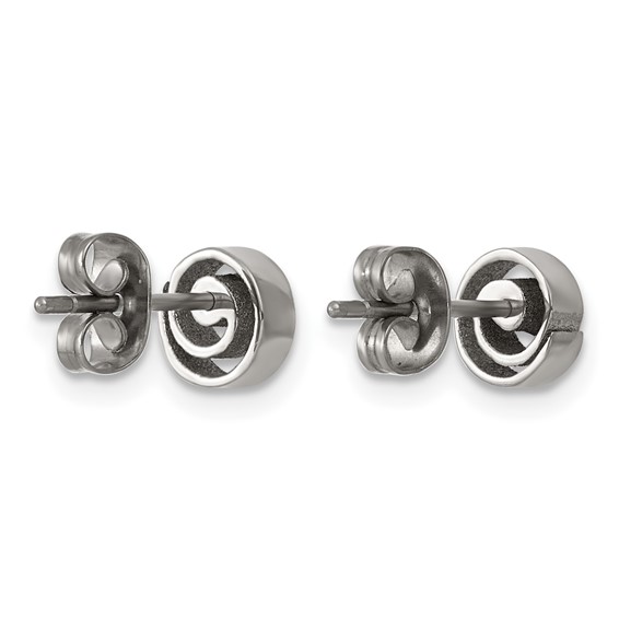 Titanium Polished CZ Center Spiral Post Earrings