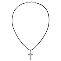 Chisel Titanium Leather Cord Cross Necklace - 18in view 4