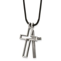 Chisel Titanium Leather Cord Cross Necklace - 18in view 1
