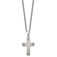 Chisel Titanium Brushed Cross Necklace - 22in view 3