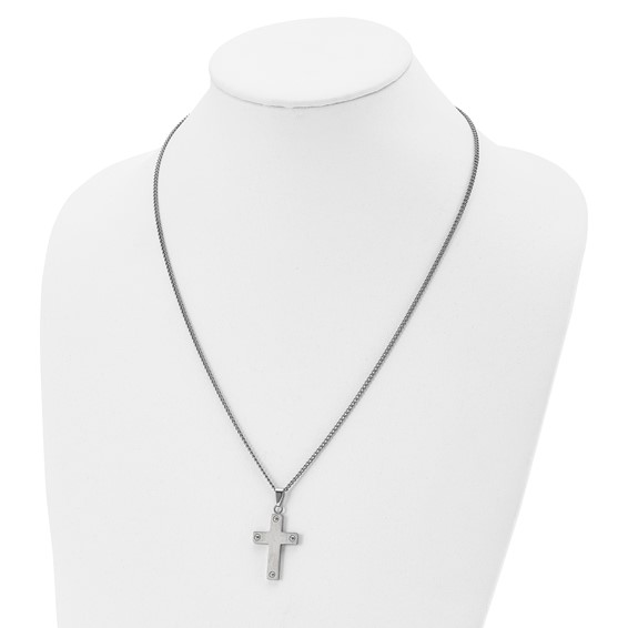 Chisel Titanium Brushed Cross 22 inch Necklace