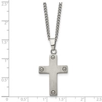 Chisel Titanium Brushed Cross Necklace - 22in view 5