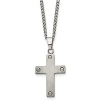 Chisel Titanium Brushed Cross Necklace - 22in view 1
