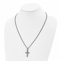 Chisel Titanium Brushed and Polished Necklace with.03 Carat Diamond Cross, 22" view 3