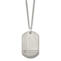 Chisel Titanium Brushed Necklace with.01 Carat Diamond Dog Tag, 22" view 3