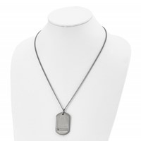 Chisel Titanium Brushed Necklace with.01 Carat Diamond Dog Tag, 22" view 4