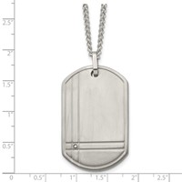 Chisel Titanium Brushed Necklace with.01 Carat Diamond Dog Tag, 22" view 5