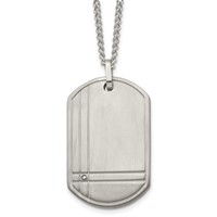 Chisel Titanium Brushed Necklace with.01 Carat Diamond Dog Tag, 22" view 1