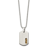 Chisel Titanium Polished Yellow IP-plated Dog Tag Necklace, 22" view 3
