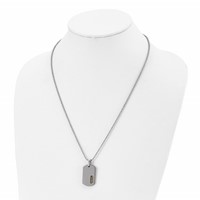 Chisel Titanium Polished Yellow IP-plated Dog Tag Necklace, 22" view 4