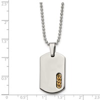 Chisel Titanium Polished Yellow IP-plated Dog Tag Necklace, 22" view 5