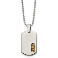 Chisel Titanium Polished Yellow IP-plated Dog Tag Necklace, 22" view 1