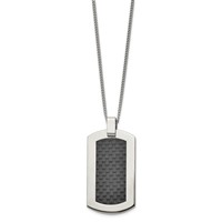 Chisel Titanium Polished Necklace with Black Carbon Fiber Inlay, 24" view 2