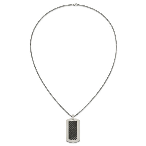 Chisel Titanium Polished with Black Carbon Fiber Inlay 24 inch Necklace