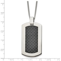 Chisel Titanium Polished Necklace with Black Carbon Fiber Inlay, 24" view 4