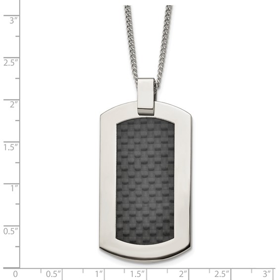 Chisel Titanium Polished with Black Carbon Fiber Inlay 24 inch Necklace