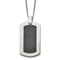 Chisel Titanium Polished Necklace with Black Carbon Fiber Inlay, 24" view 1