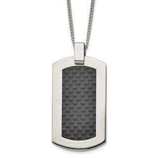 Chisel Titanium Polished with Black Carbon Fiber Inlay 24 inch Necklace