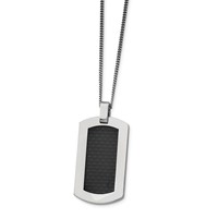 Chisel Titanium Polished Necklace with Black Carbon Fiber Inlay, 24" view 3